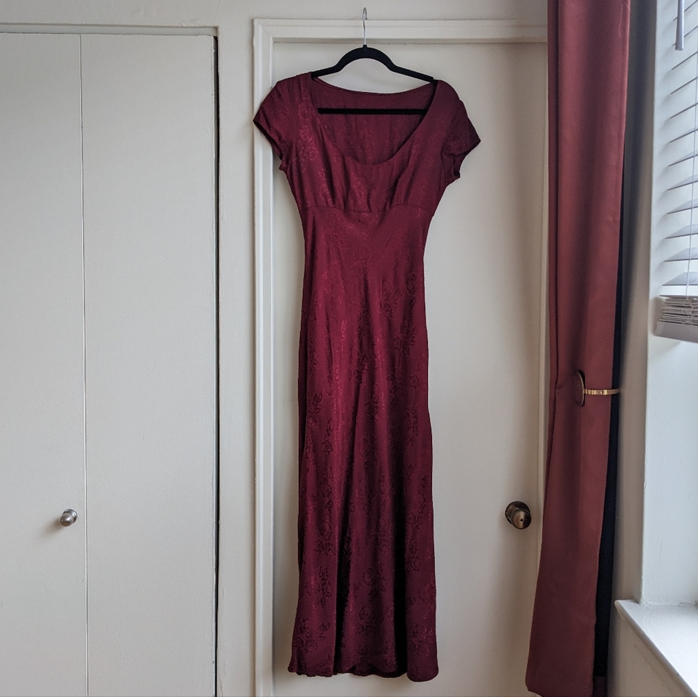 90s Does 30s Burgundy Bias Cut Evening Dress